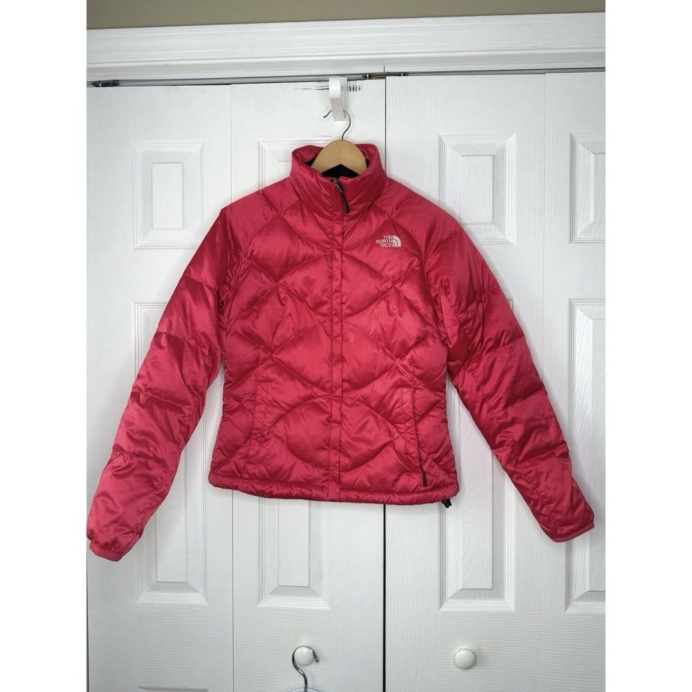 The North Face Aconcagua 550 Down Puffer Jacket Women Small Red Quilted Coat EUC